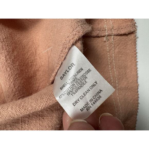 Anthropologie Saylor Flowy Crop Top 100% Linen Peasant Blouse In Clay - Picture 8 of 9